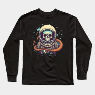 Skull Astronaut with Alien Tentacle Long Sleeve T-Shirt